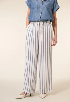 Discount Miss Etam Broek wide leg streep wit Multi offwhite