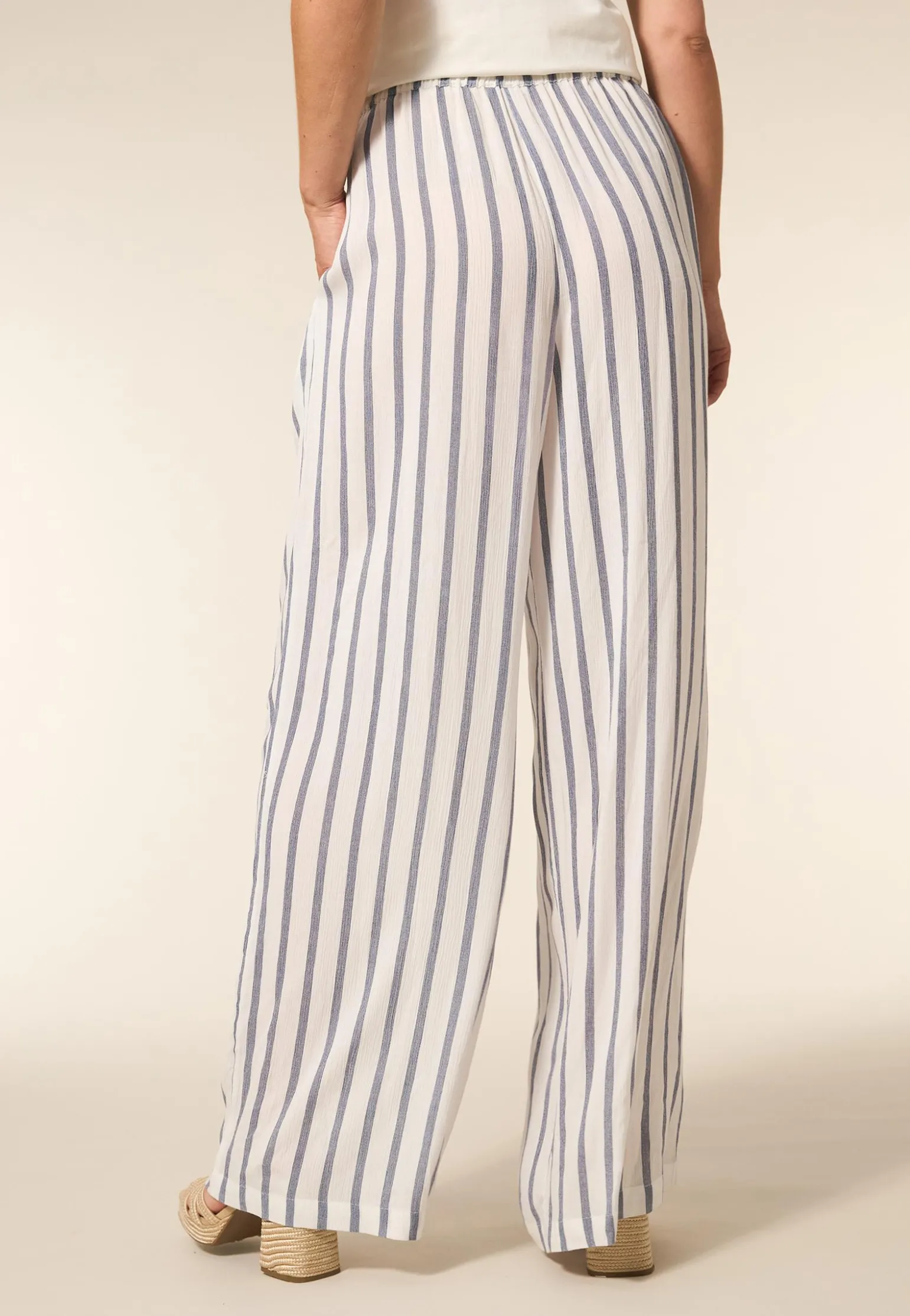 Online Miss Etam Broek wide leg streep wit Multi offwhite