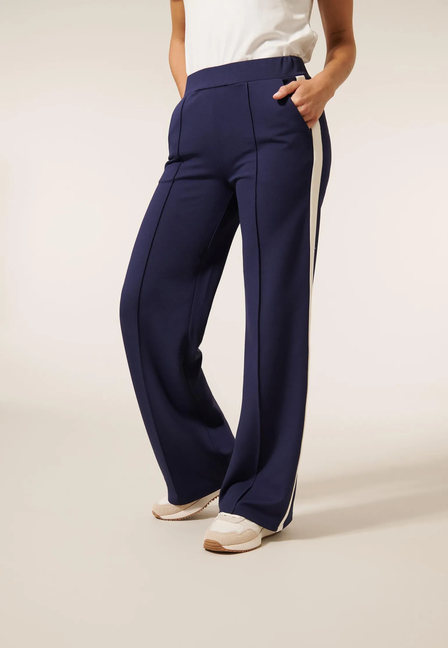 Clearance Miss Etam Broek wide leg tape blauw 32" Donkerblauw