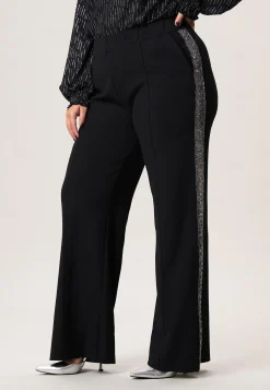 Sale Miss Etam Broek wide leg tape zwart zilver 32" Multi silver