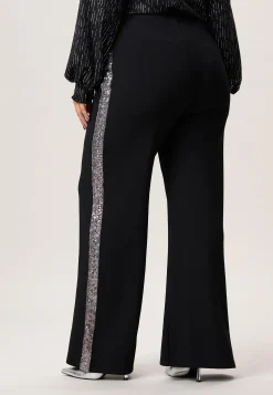 Sale Miss Etam Broek wide leg tape zwart zilver 32" Multi silver