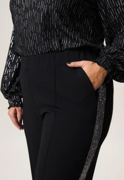 Sale Miss Etam Broek wide leg tape zwart zilver 32