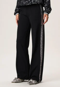 New Miss Etam Broek wide leg tape zwart zilver 32" Multi silver