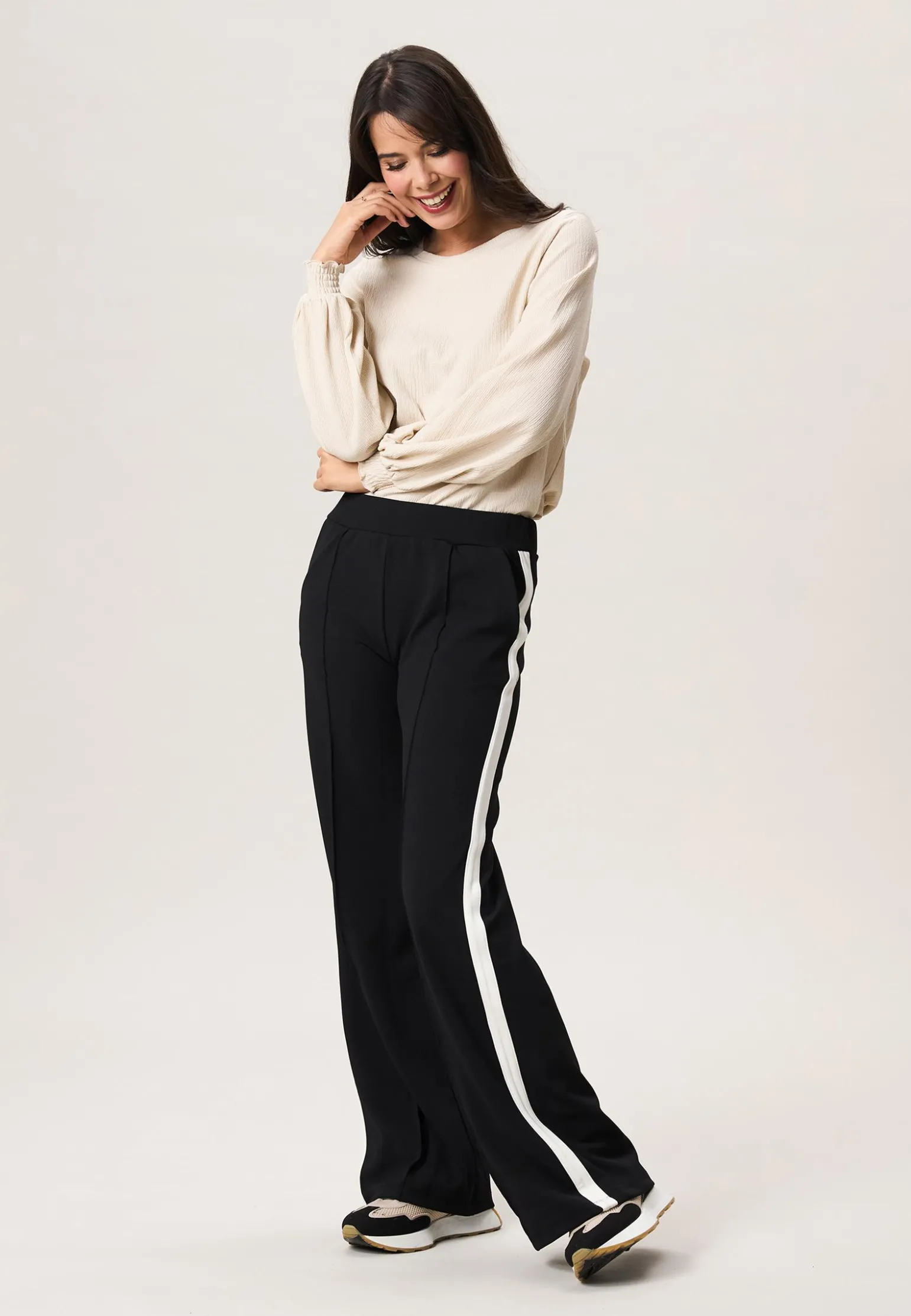 Discount Miss Etam Broek wide leg tape 32" Zwart