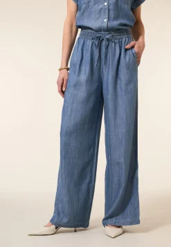 Best Miss Etam Broek wide leg tencel blauw 32" Medium denim