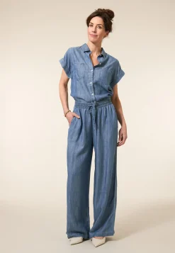 Best Miss Etam Broek wide leg tencel blauw 32