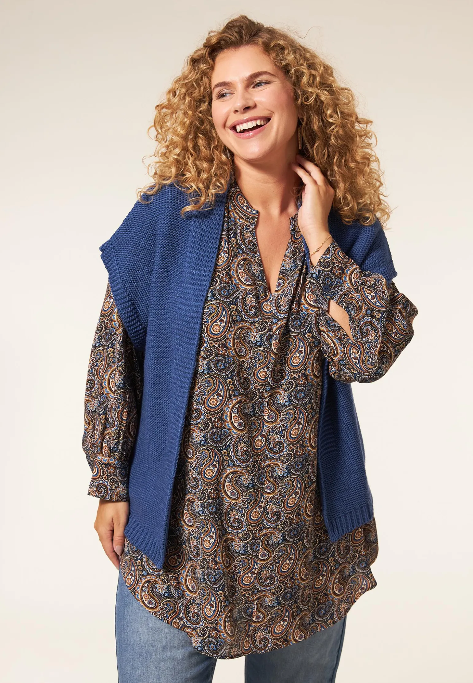 Hot Miss Etam Gilet brei blauw Stone blue