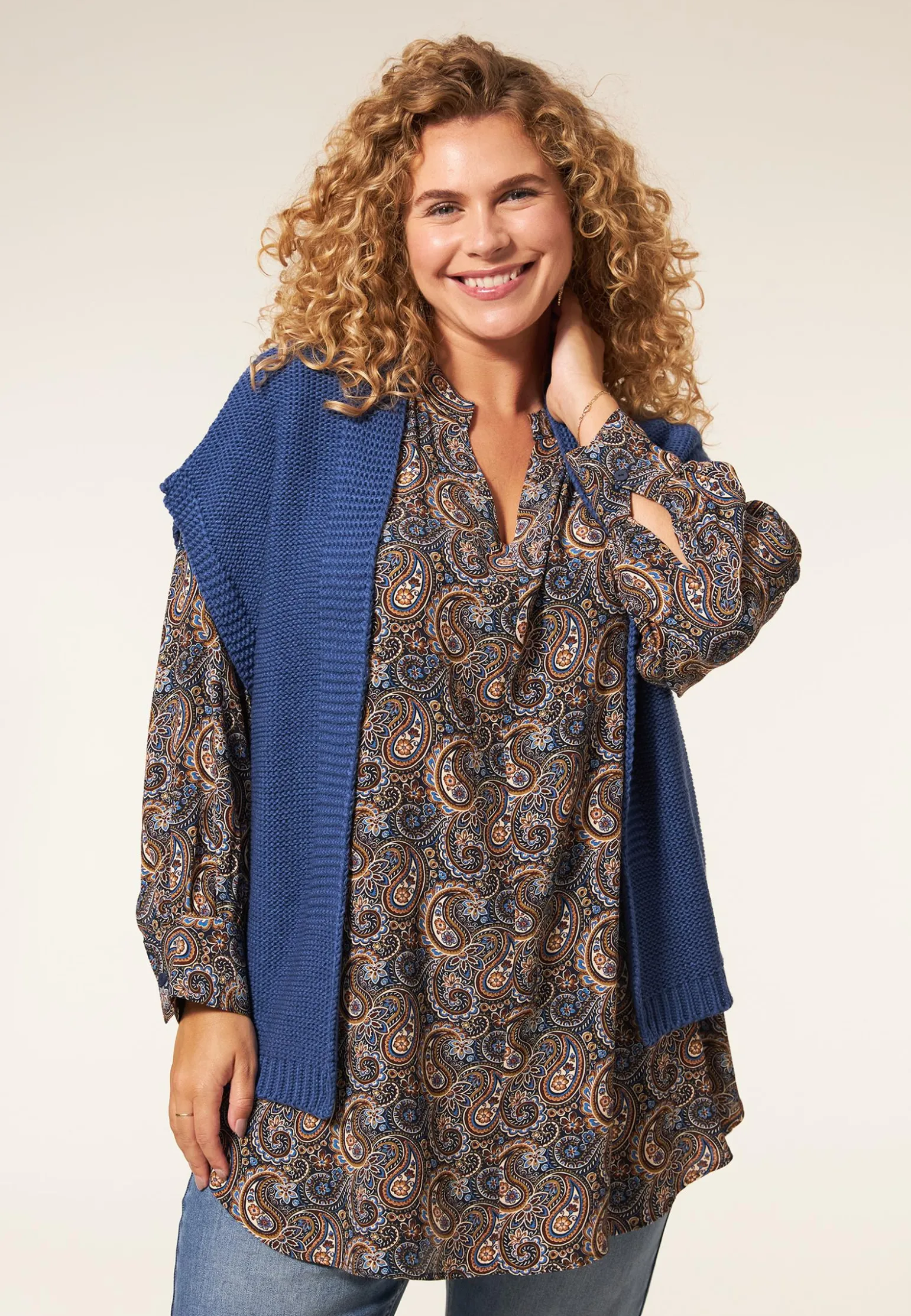 Hot Miss Etam Gilet brei blauw Stone blue