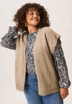 Sale Miss Etam Gilet brei bruin Dark neutral melange