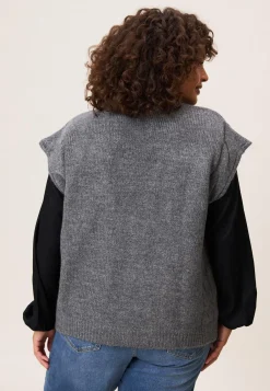 Online Miss Etam Gilet brei grijs Dark grey melange