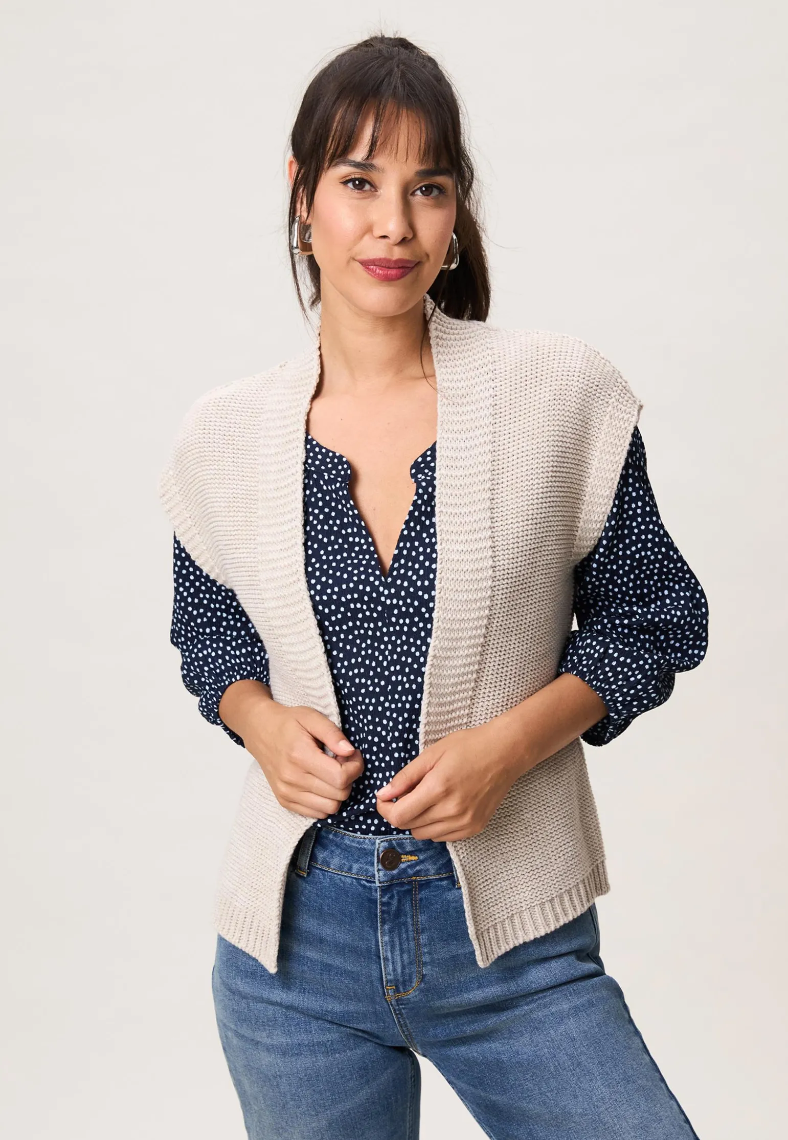 Outlet Miss Etam Gilet brei naturel Light sand