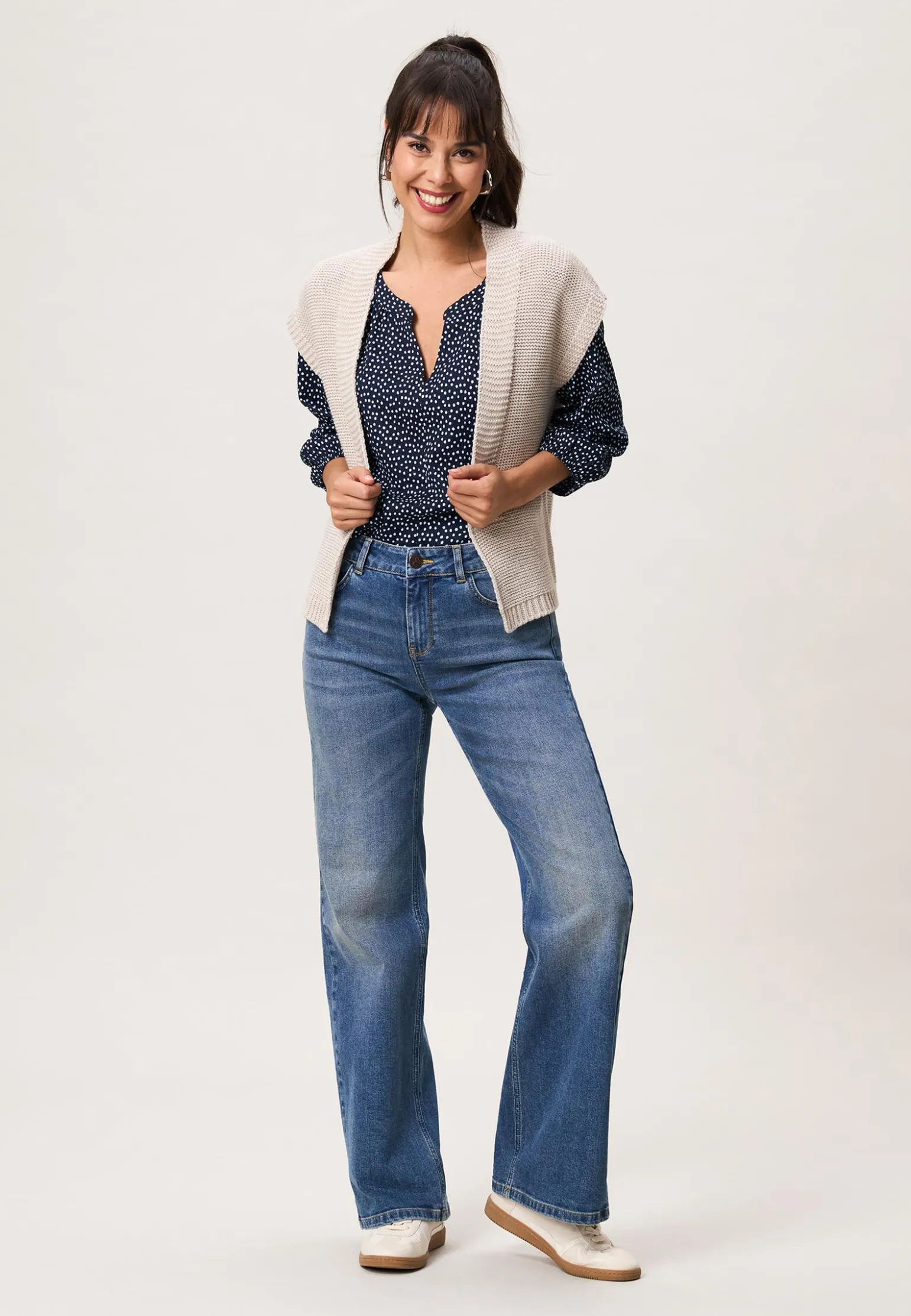 Outlet Miss Etam Gilet brei naturel Light sand