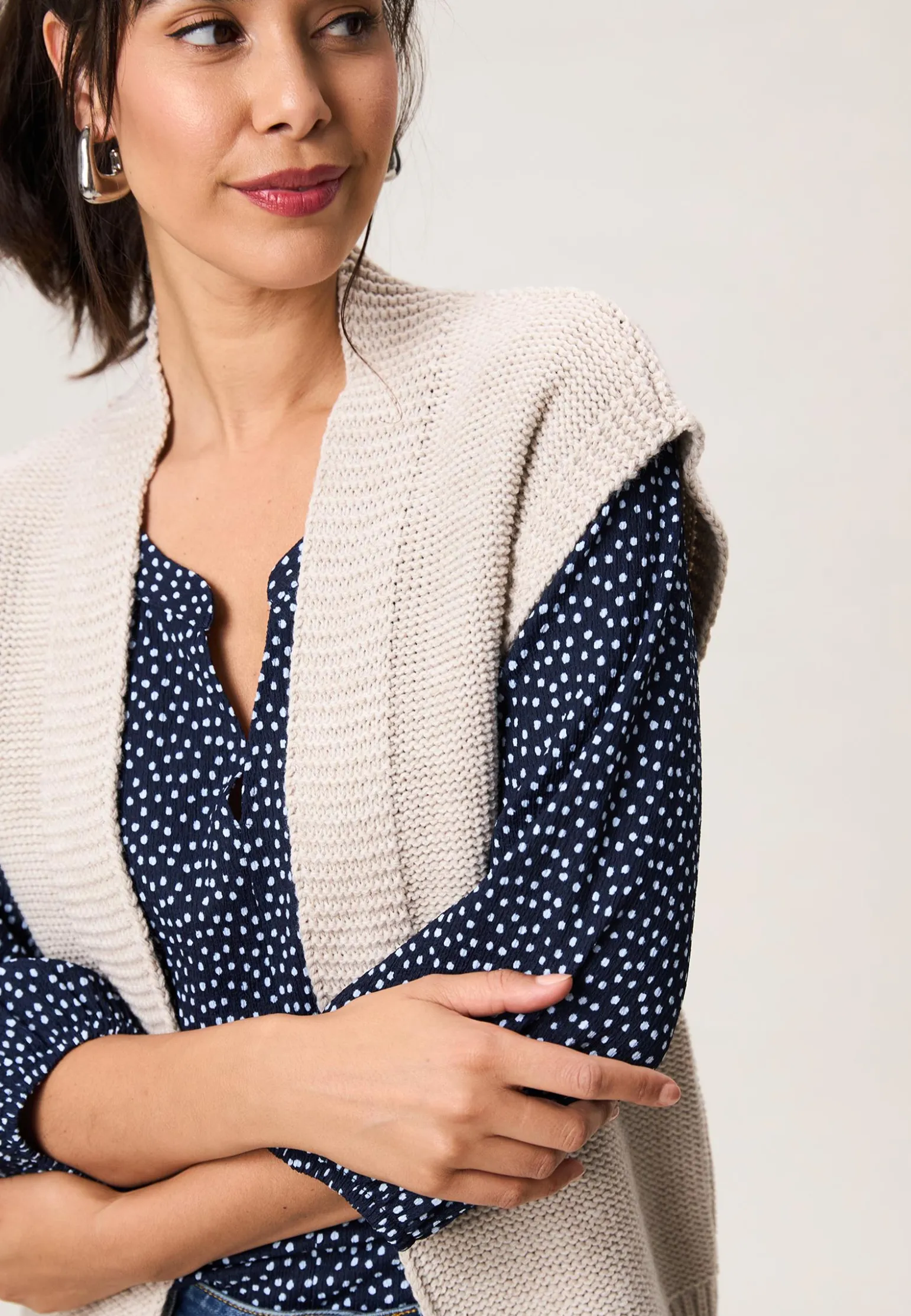 Outlet Miss Etam Gilet brei naturel Light sand