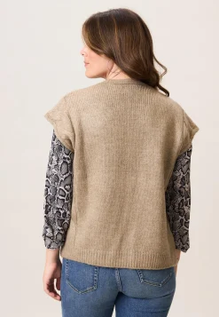 New Miss Etam Gilet brei zand Dark neutral melange