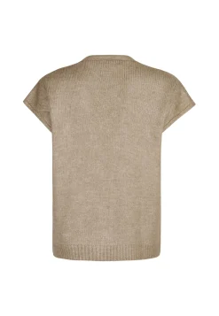 New Miss Etam Gilet brei zand Dark neutral melange