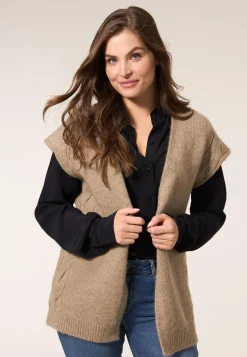 Sale Miss Etam Gilet brei zand Dark neutral melange