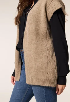 Sale Miss Etam Gilet brei zand Dark neutral melange