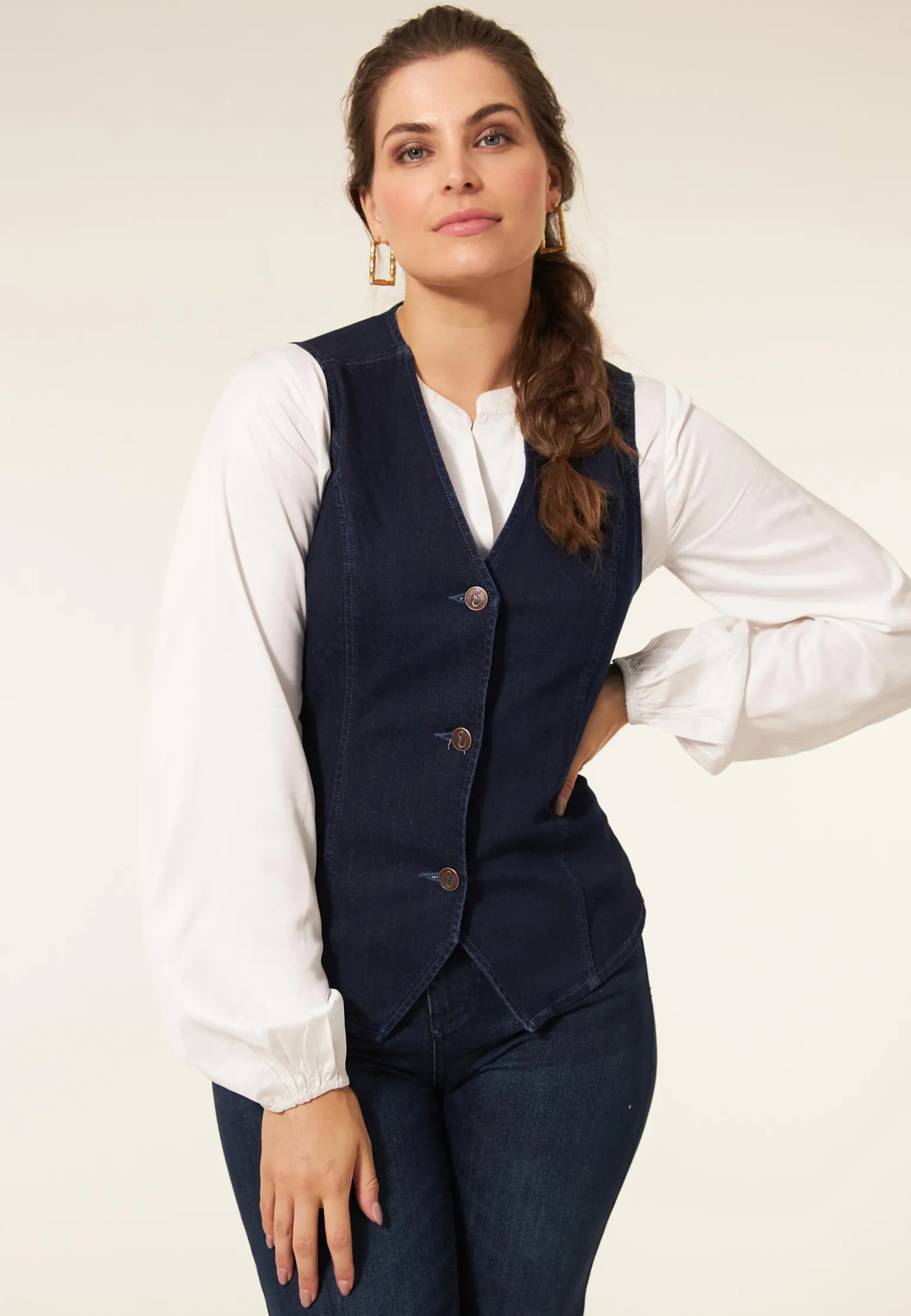 Clearance Miss Etam Gilet denim blauw Dark denim