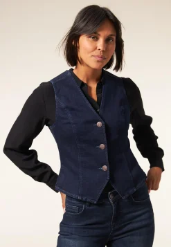Miss Etam Gilet denim blauw Dark denim