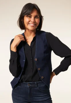Miss Etam Gilet denim blauw Dark denim