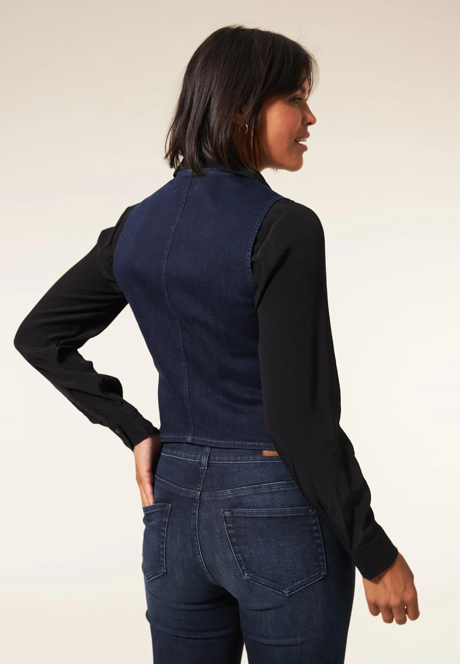 Miss Etam Gilet denim blauw Dark denim