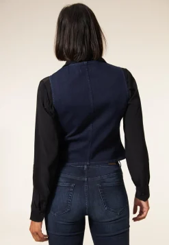 Miss Etam Gilet denim blauw Dark denim