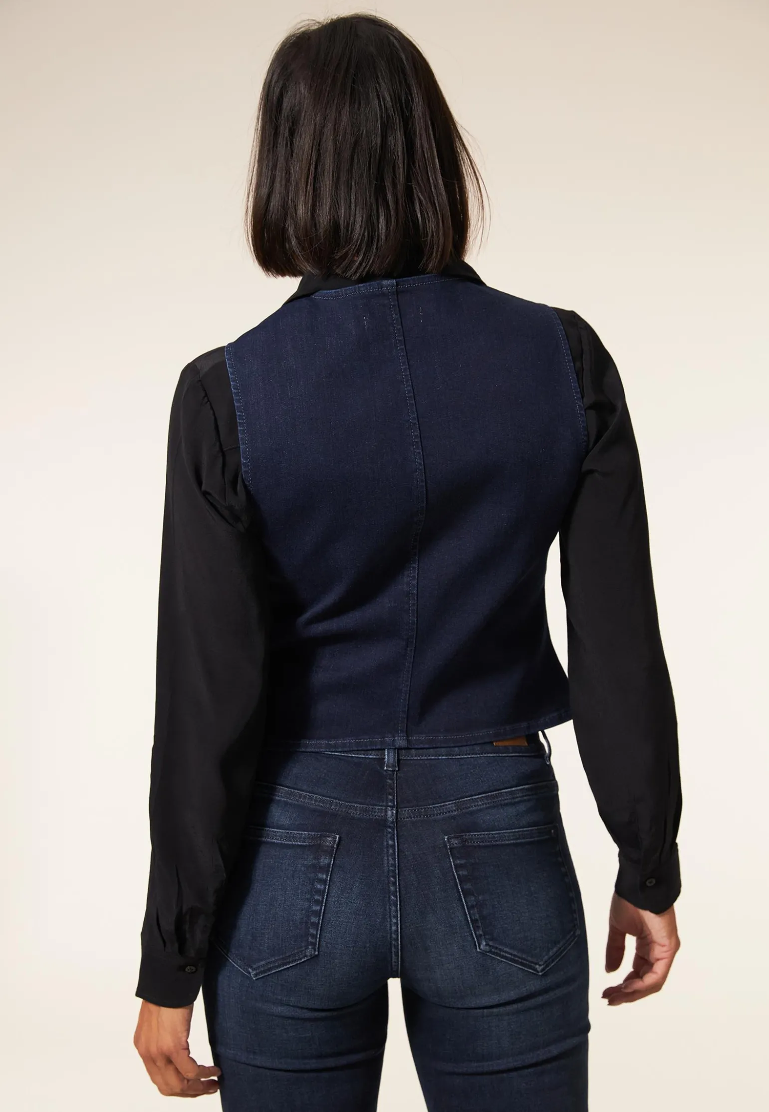 Miss Etam Gilet denim blauw Dark denim