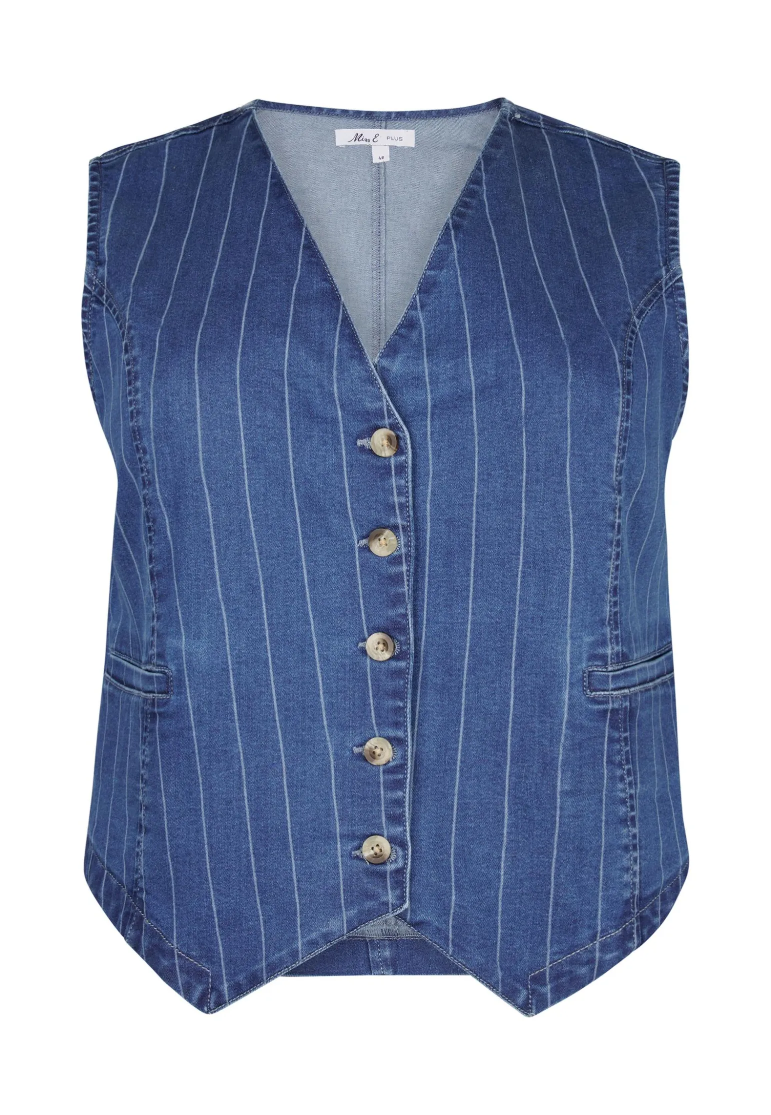 Miss Etam Gilet denim streep blauw Multi denim blue