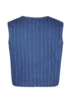 Miss Etam Gilet denim streep blauw Multi denim blue