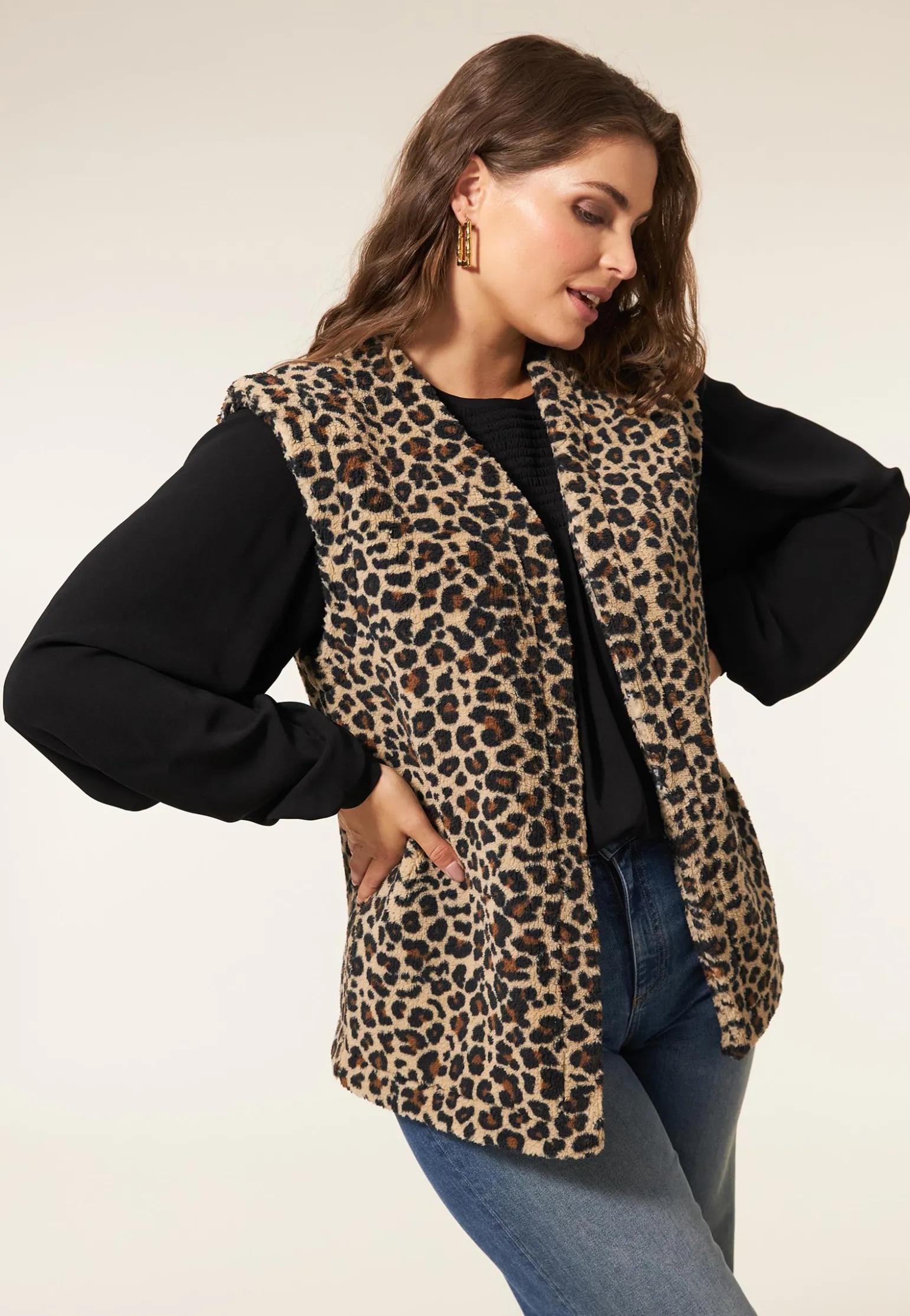 Hot Miss Etam Gilet print zwart Multi dark neutral
