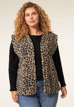 Outlet Miss Etam Gilet print zwart Multi dark neutral