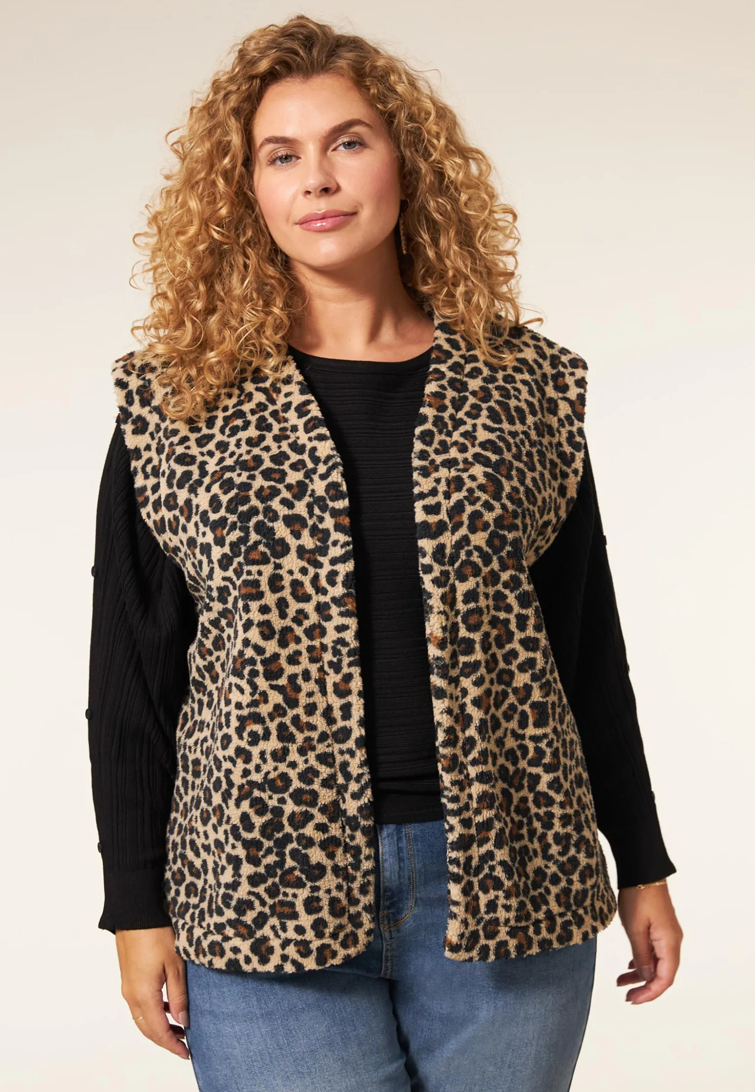 Outlet Miss Etam Gilet print zwart Multi dark neutral