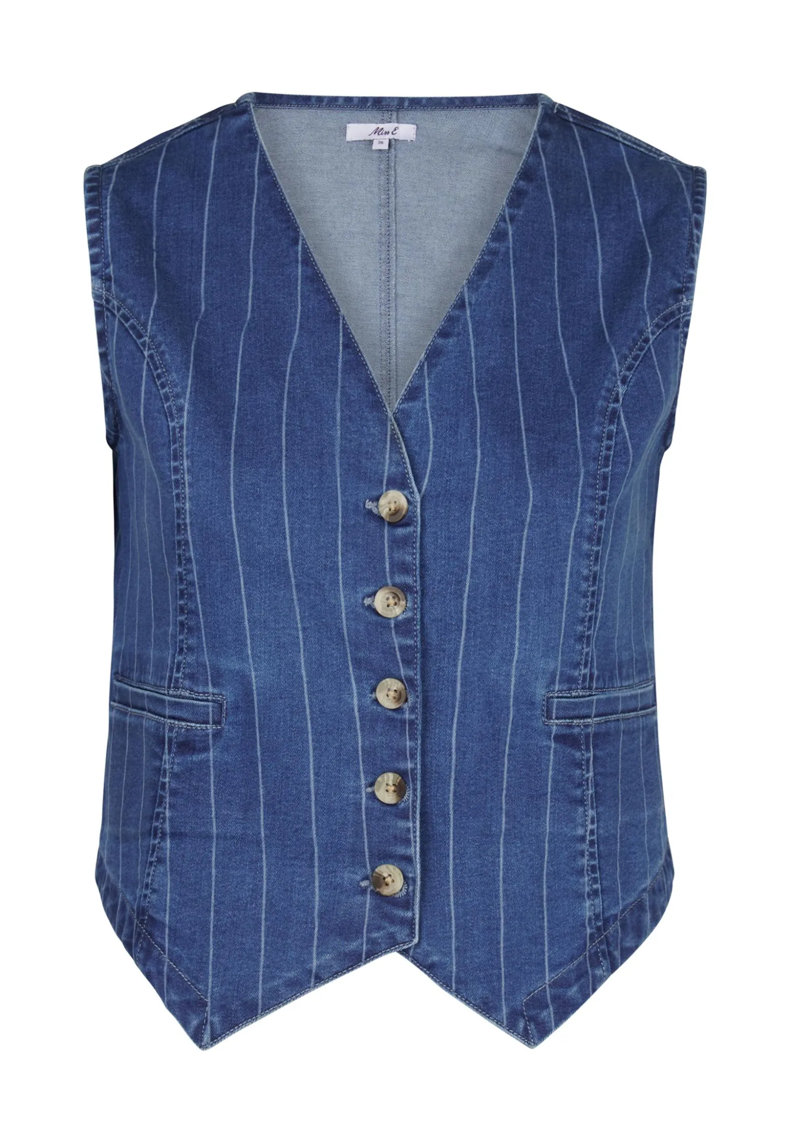 New Miss Etam Gilet streep blauw Multi denim blue
