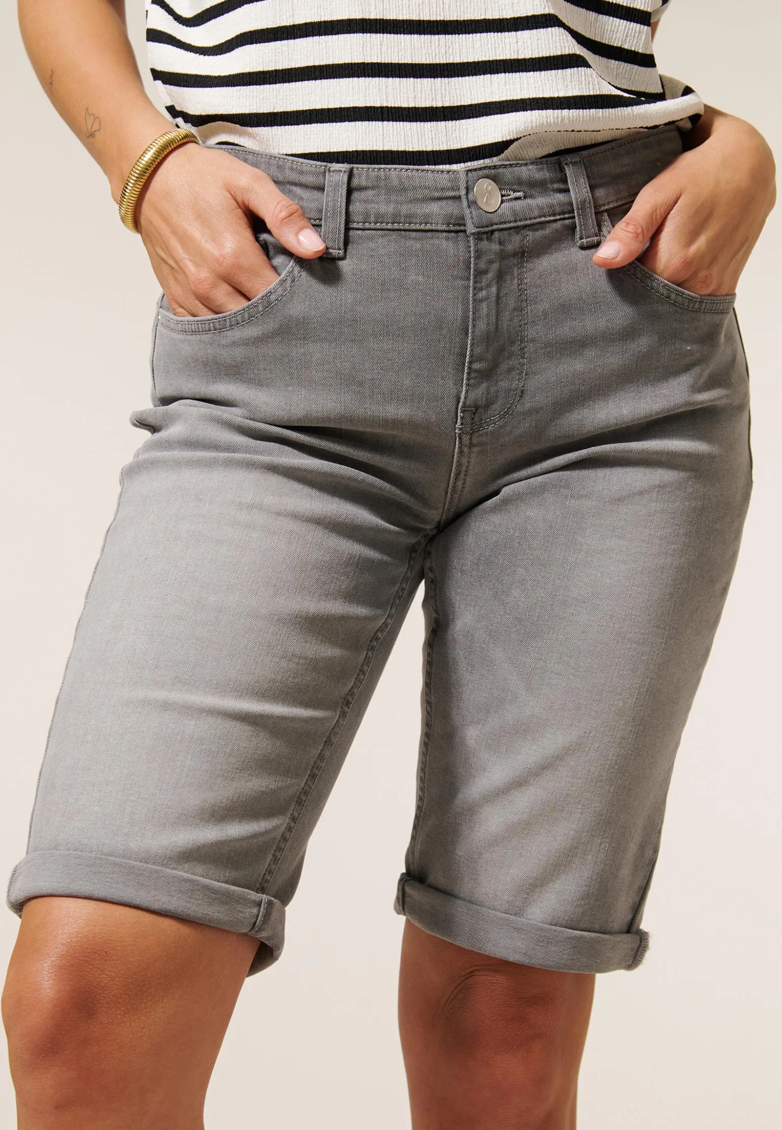Online Miss Etam Jeans bermuda Grijs