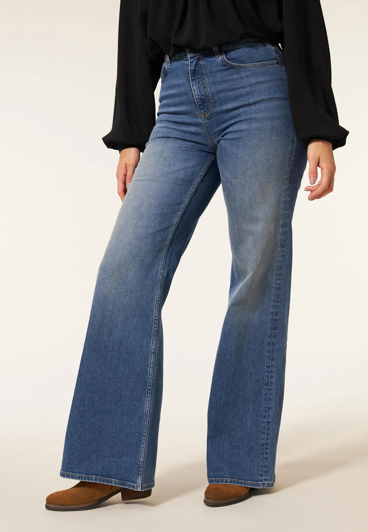Online Miss Etam Jeans extra wide leg blauw 36" Medium denim