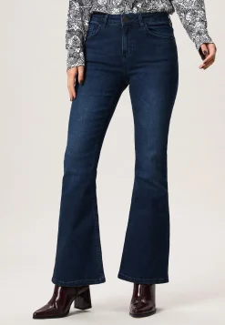 Outlet Miss Etam Jeans flared leg blauw Dark denim