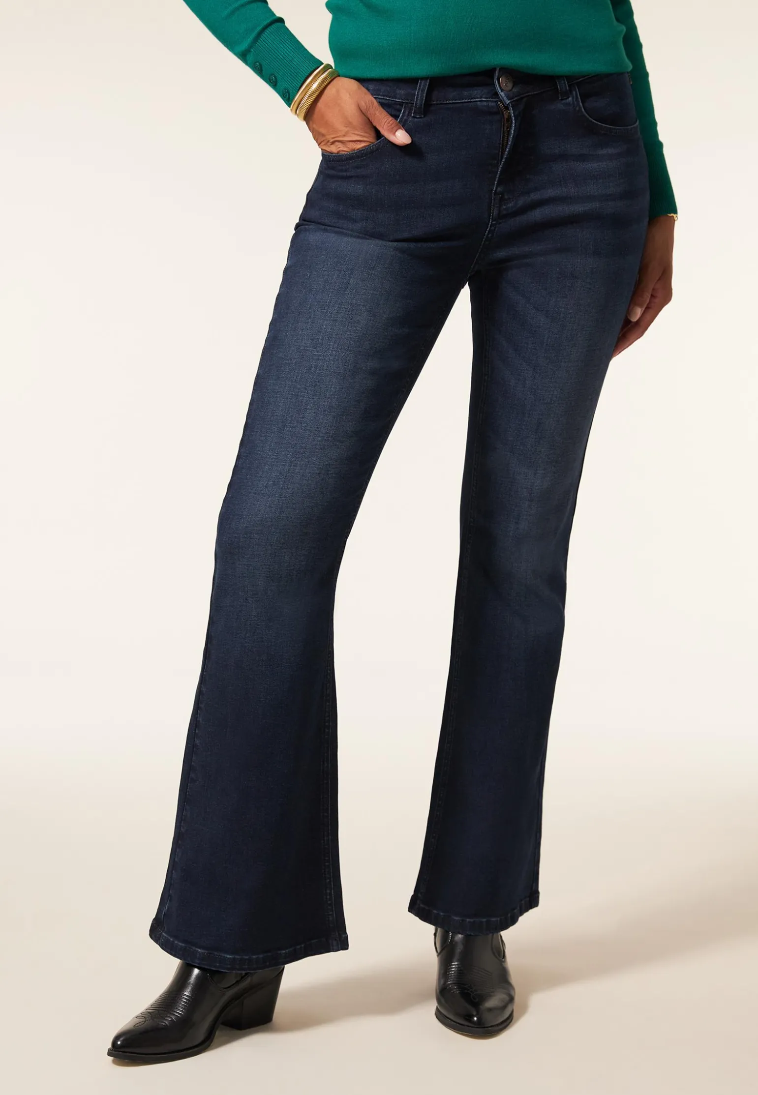 Hot Miss Etam Jeans flared leg blauw 32" Dark denim