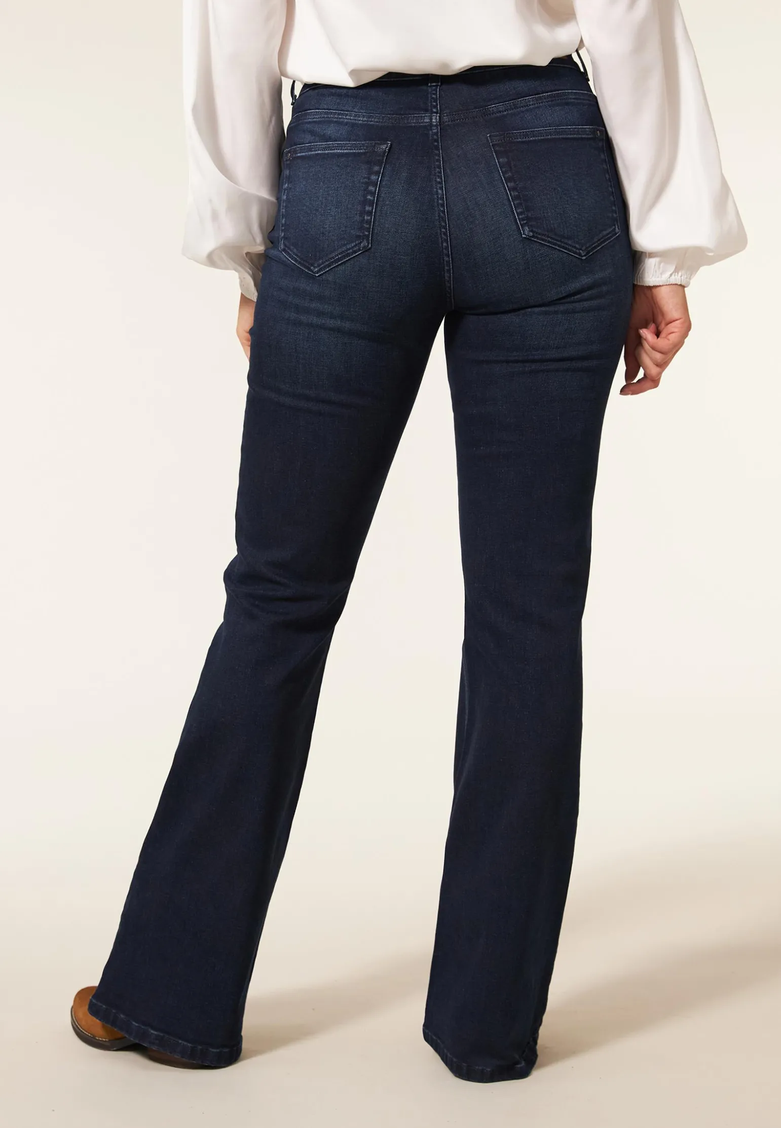 Miss Etam Jeans flared leg blauw 36" Dark denim