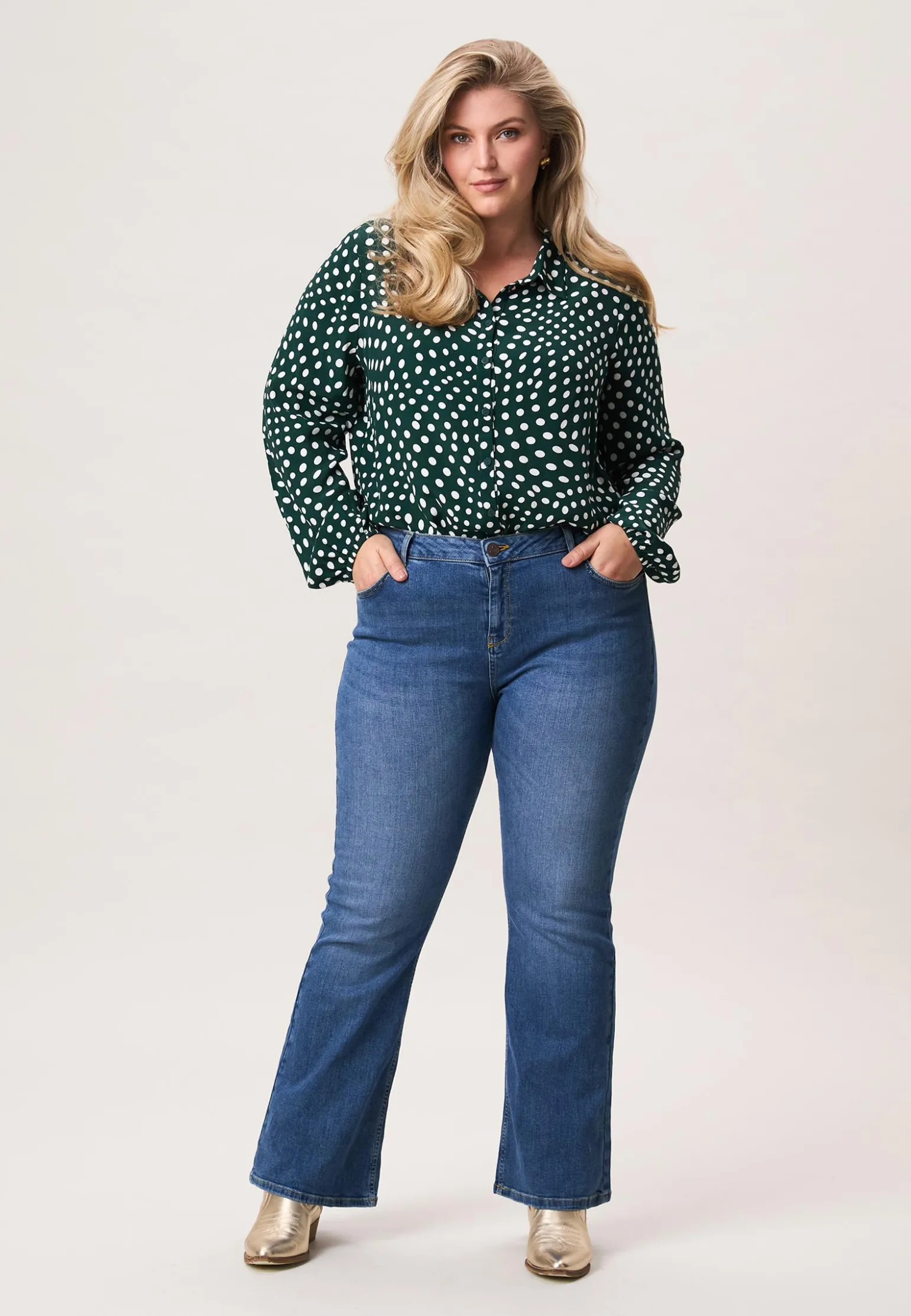 Best Miss Etam Jeans flared leg blauw 32" Medium denim