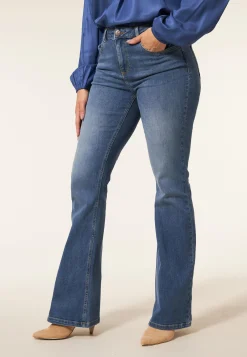 Outlet Miss Etam Jeans flared leg blauw 36" Medium denim