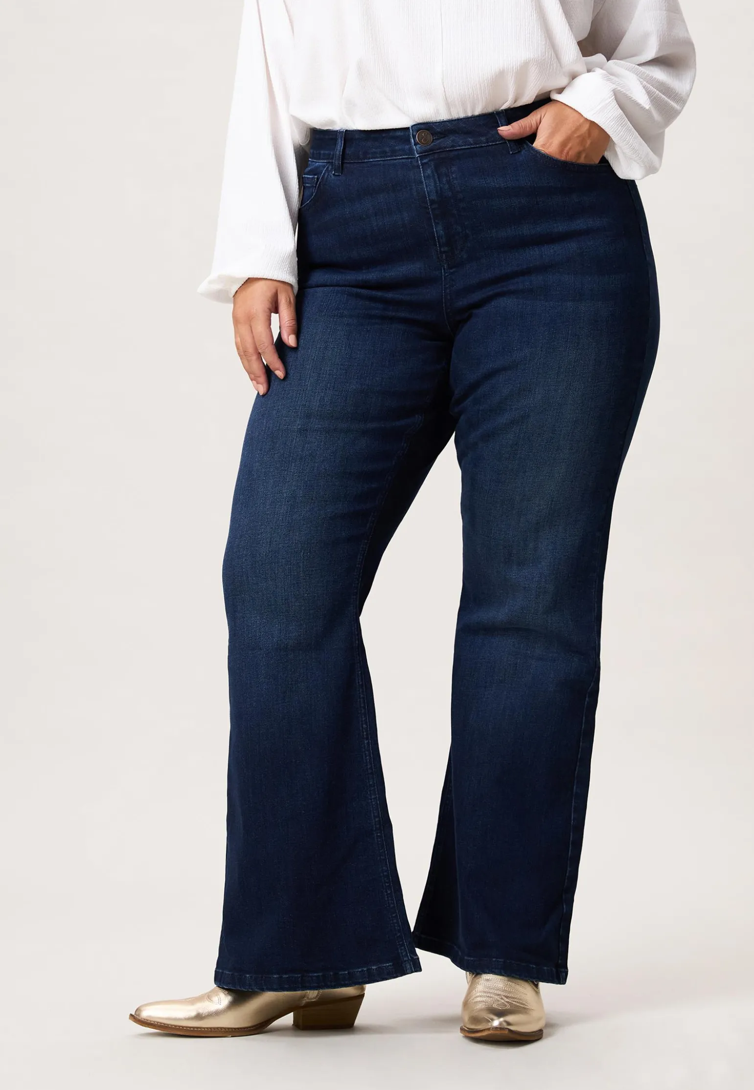 Clearance Miss Etam Jeans flared leg blauw 32" Dark denim