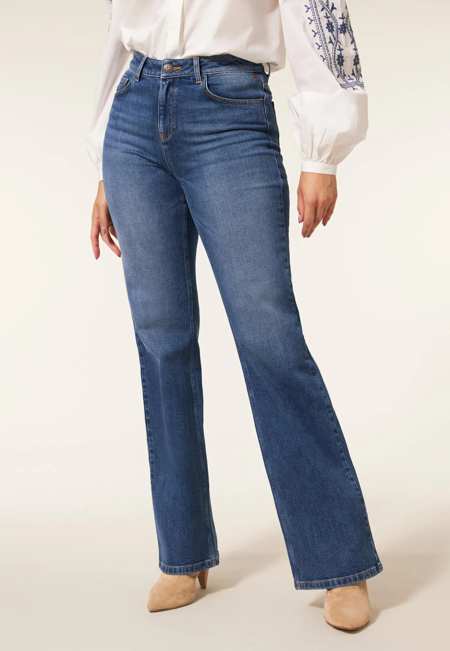 Sale Miss Etam Jeans relaxed straight fit blauw Medium denim