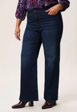 Miss Etam Jeans relaxed straight fit blauw 32" Dark denim