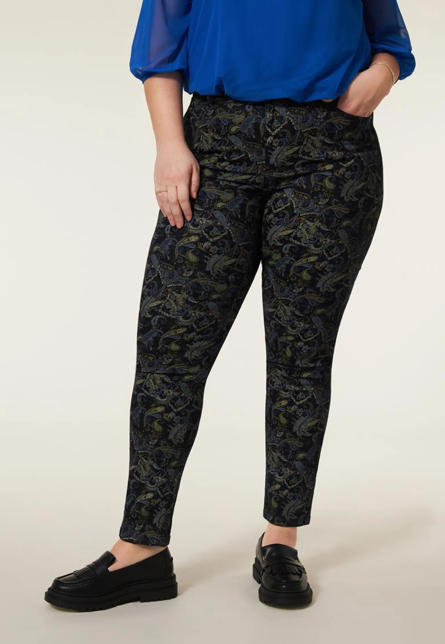 Hot Miss Etam Jeans slim fit print blauw Multi blauw