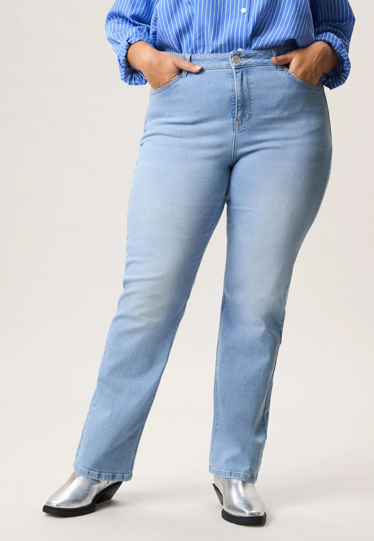 Online Miss Etam Jeans straight fit blauw Bleached