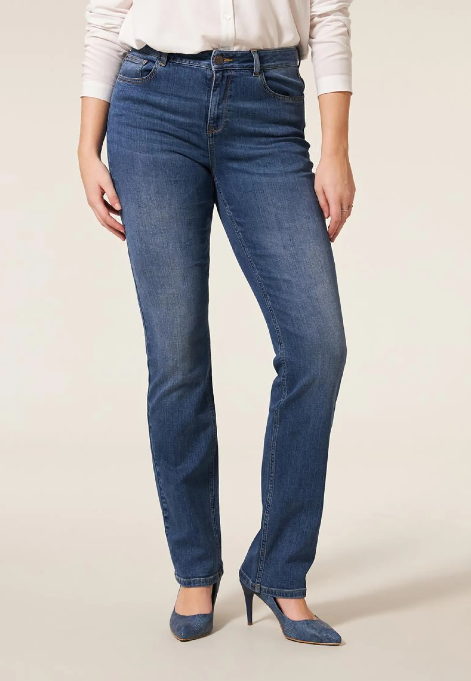 New Miss Etam Jeans straight fit blauw 36" Medium denim