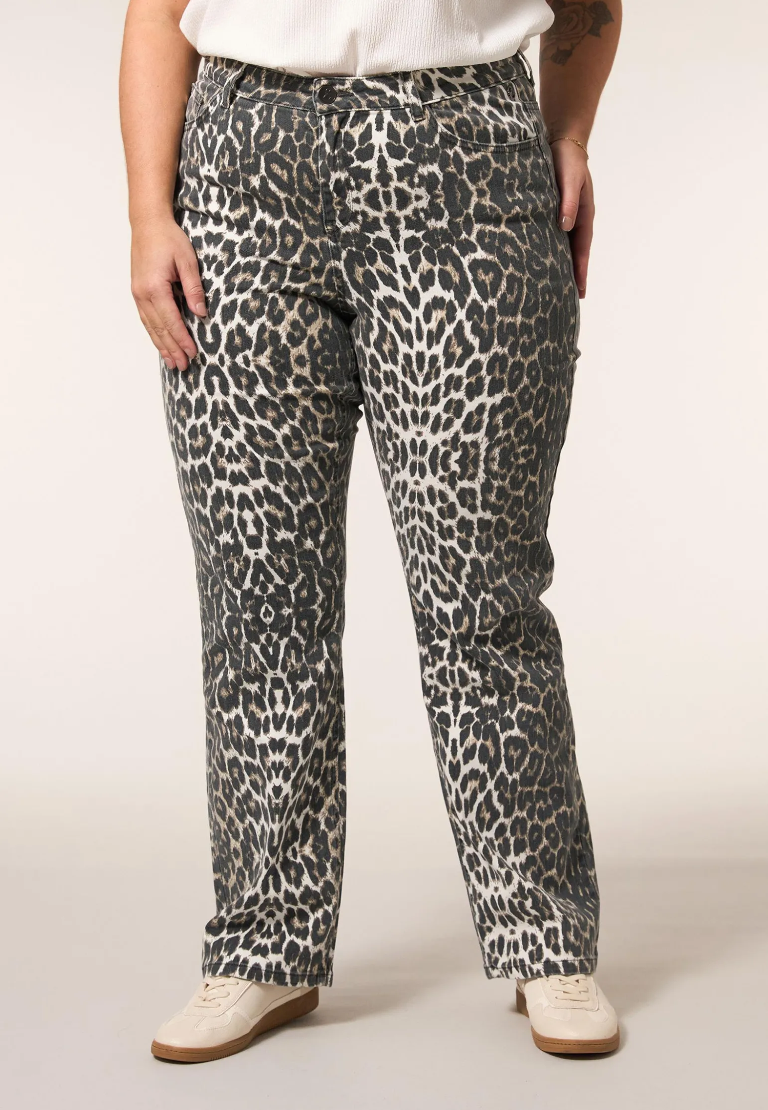 Clearance Miss Etam Jeans straight fit print bruin 32" Multi dark neutral