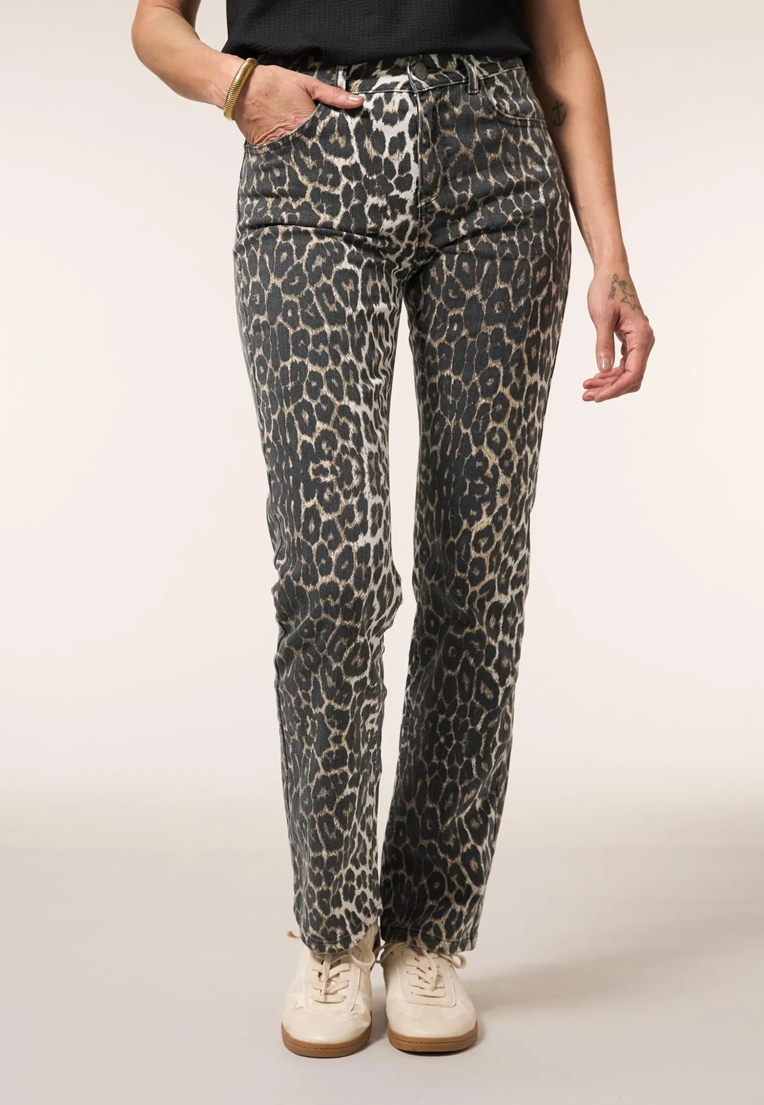 Clearance Miss Etam Jeans straight fit print bruin 32" Multi dark neutral