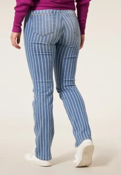 Clearance Miss Etam Jeans straight fit streep blauw Multi blauw