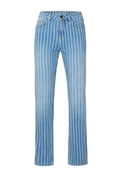 Clearance Miss Etam Jeans straight fit streep blauw Multi blauw